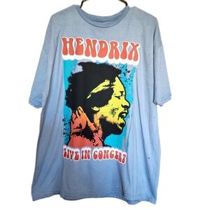 *NEW* JIMI HENDRIX Live In Concert Blue T-Shirt Oversized Large Psychedelic 60's